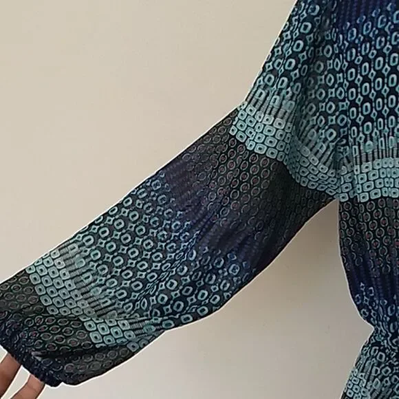 Speechless Long Slleeve Sheer Peek A Boo Back Dress. - Picture 9 of 12